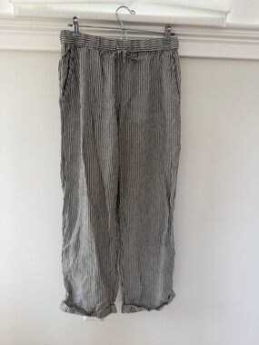Arket Black & White Striped Drawstring Straight-Leg Pants